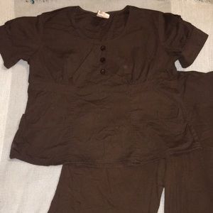Landau* Chocolate Brown Scrub Set
